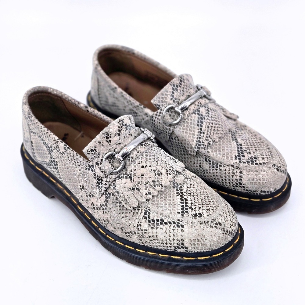 Dr Martens Adrian Snaffle Python Suede Loafers Gray Snake Women's 11 Y2K Style
